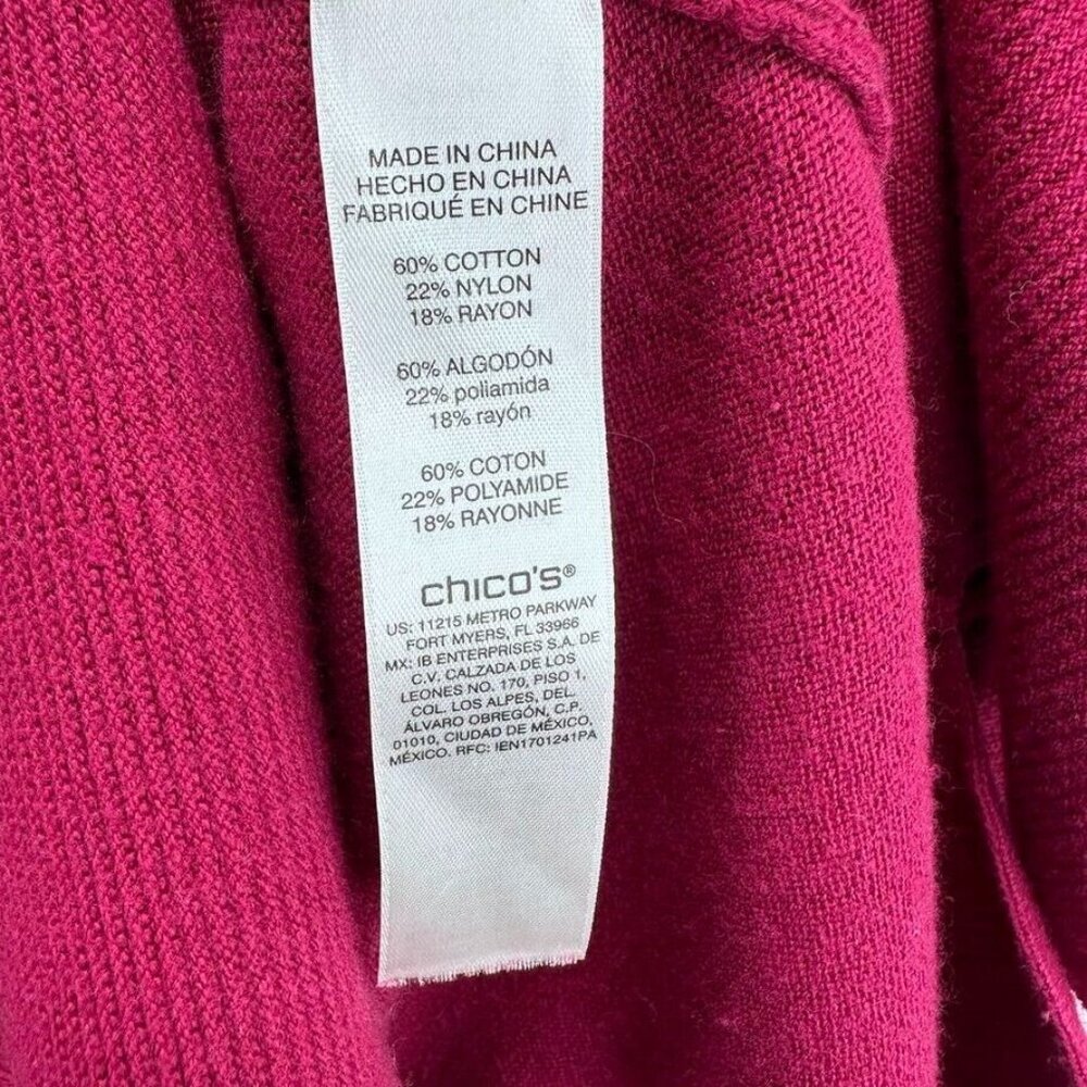 Chicos Sweater Womens Large Tunic Dark Pink Shoulder Buttons Accents Long Sleeve - Picture 5 of 8
